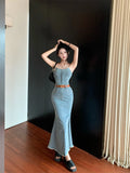 MQTIME  -  Denim Suspender Dress For Women'S Summer New French Retro Design With Personalized