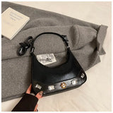  MQTIME  -  Shiny Stone Mini Handbag Crossbody Bag Shoulder Bags American Retro Big Wallet and Phone Storage Bag Woman Bags Purse
