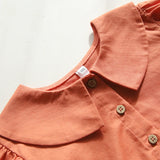  MQTIME  -  Autumn Girls Doll Collar Cotton Linen Dress New Chic Retro Loose Long-Sleeved Baby Girl Casual Party Dresses