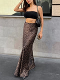 MQTIME  -  2024 Spring Summer Women Sexy Maxi Leopard Skirts High Waist Flare Long Skirt For Women