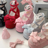 MQTIME   -  Cosplay Sweet tea party Mandarin duck shoes Cos Girl Cream Bubbles Bow Kawaii Shoes Lolita Girls High Heel LoliShoes