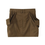  MQTIME  -  Chic Casual Skirt Women's Spring Summer Short Skirt With Pocket Ruched Mini Skirts For Women 2026 New ﻿Holiday Street Skirts