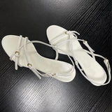 MQTIME  -  Spring/Summer New Retro High Heel Strap One Button Open Toed Sandals for Women