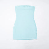 MQTIME  -  Contrast Color Lace Up Ribbon Strapless Bodycon Mini Dress Women Sexy Sleeveless Backless Slim Vacation Outfits Night Clubwear