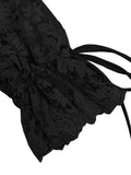  MQTIME  -  New Elegant Black With Buttons Semi-Sheer Embroidered Lace Top Sexy Cardigan Cuffs Tie Long Sleeve Shirt Summer Women's Clothing