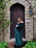  MQTIME  -  Velvet Maternity Off Shoulder Trailing Fitted Gown Maxi Photography Dress for Baby Shower Photo Props Dress