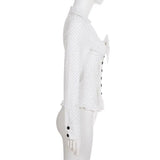  MQTIME  -  new polka dot printed bow lace-up breasted shirt casual slim long-sleeved top women