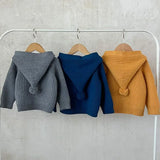  MQTIME  -  New Autumn Toddler Baby Girls Sweater Coat Long Sleeved Solid Color Hooded Infant Baby Girls Knitting Cardigan Coat