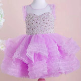 MQTIME  -  White Flower Girl Dresses Tulle Tiered Pearls With Bow Sleeveless For Wedding Birthday Party Banquet Princess Gowns