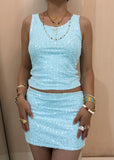  MQTIME  -  Women Sparkle Sequin Skirt Sets Sleeveless Tank Top with Mini Skirts 2 Piece Set Summer Party Club Streetwear