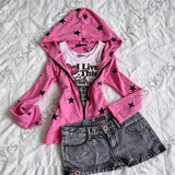 MQTIME  -  Winter Long sleeves Pink Kawaii Hoodies Y2k Blouse Harajuku Korea Girl Star Print 2000s Aesthetic Zipper Hoodie Women's Jacket