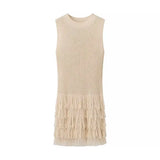 MQTIME  -  Autumn Knitted Dress Round Neck Sleeveless Slim Fit Elegant Dress A-line Sexy Party Sweater Dress Mujer Vestidos