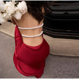  MQTIME  -  Sexy Halter Bead Backless Maxi Dresses Women Fashion Sleeveless High Waist Slim  A-line Dress Lady Summer Evening Party Robes