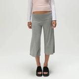 MQTIME  -  Women's Y2k Fold Over Loungewear Capris Wide Leg Cropped Flowy Gaucho Pants Comfy Casual Yoga Coluttes Pajama Bottoms