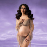 MQTIME  -  Sexy Luxury Maternity Photography Props Dresses Shiny Body Chain Rhinestone Tassel Skirt Photography Studio Accessories