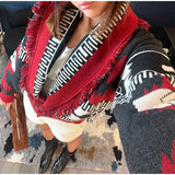  MQTIME  -  Fashion Geometric Printed Knitted Jackets For Women 2026 Autumn Long Sleeve Sweater Coats Single Breasted Lady Street Chic Tops