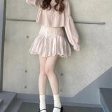 MQTIME  -  early spring elegant, sweet, high waisted, slimming, irregular luster, fluffy ballet skirt pants new color