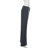 MQTIME  -  Y2K American Old Money Three Button Low Waist Slimming Slightly Flared Suit Pants Women Low Waist Loose Floor Hugging Wide Leg