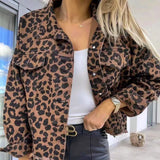 MQTIME  -  Leopard Print Denim Jacket Women Loose Vintage Leopard Print Denim Jacket Women's Denim Jacket Streetwear Leopard Print Tops