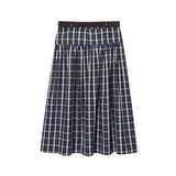  MQTIME  -  With Belt Long Skirts For Women Fashion New Vintage Plaid Midi Skirt High Street Casual Pleated Chic Midi Skirts Mujer ﻿