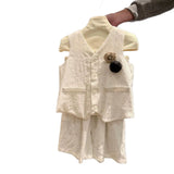  MQTIME  -  Boys' Suit Spring and Summer New Children's Wear Korean Style Boys and Girls Casual Simple Corset Vest Shorts Two Sets