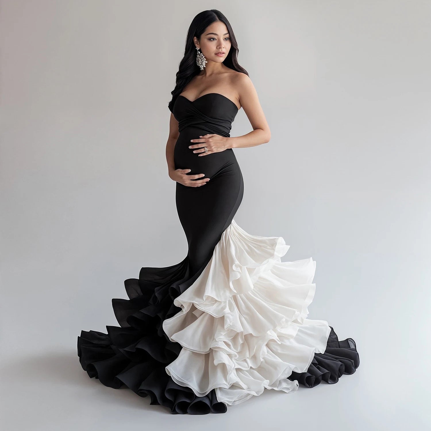 black mermaid maternity dress Black Sleeveless Knit Mermaid Maternity Maxi Dress