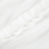 MQTIME  -  Boho White Dress Lantern Sleeve Lace-up Short Dress Cotton Holiday Vestidos Women Button Down Ruffled Edged Robes