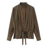 MQTIME  -  Chic Fashion Simple Style Check Shirts for Women 2026 New Long Sleeve Bow Women's Casual Loose Shirt And Blouse Woman Tops