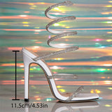 MQTIME  -  Bling Bling Rhinestones Sequined Ankle Strap Women Gladiator Sandals Summer Fashion Narrow Band Thin High heels Wedding Shoes