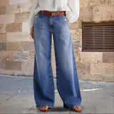 MQTIME  -  Women Wide Leg Jeans Cotton Blend High Waist Baggy Loose Fit Full Length Jeans Trendy Fashion Denim Pants American Style Jeans