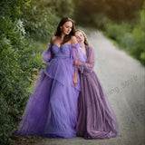 MQTIME  -  Purple Maternity Dress for Photoshoot Empire Tulle  Prom Party Gowns Modest Pregnancy Robes Girls Wear For Babyshower Customized