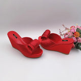 MQTIME  -  European and American Style Summer New Rhinestone Thick-bottomed High-heeled Wedge-heeled Cool Slippers