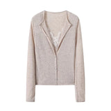  MQTIME  -  Solid Cotton Knitted Cardigan Spring V-Neck Single Breasted Preppy Style Long Sleeve Sweater Women Vintage Cute Y2k Tops
