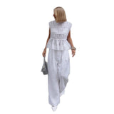 MQTIME  -  Summer Fashion Simple Sleeveless Top Loose Wide Leg Pants Casual Set 2025 New Product