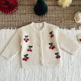 MQTIME  -  New Winter Baby Girls Christmas Sweaters Cherry Embroidery Kids Cardigan Coats Children Cute Knitted Sweater