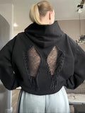MQTIME  -  Backless Hooded Pullover Woman Wings Lace Autumn Trend Full Sleeve Skinny Stretch Hot Girls High Street Fashion Tops