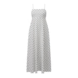 MQTIME  -  Women's Summer Slip Dress Dot Print Sleeveless Spaghetti Strap Backless Long A Line Dress with Pockets