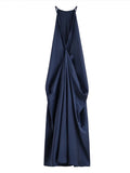  MQTIME  -  Silk Satin Texture Halter Dress Silky Smooth Hanging Neck Sleeveless Loose Backless Women Strap Long Dresses Slimming Vest Robe