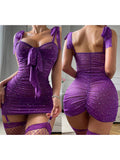 MQTIME  -  Sexy Lace Babydoll Lingerie Set with Matching Garter Belt and Thigh High Stockings - Seductive 3 Piece Intimate Outfit for Women
