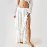 MQTIME  -  Ethnic style lace women's skirt retro irregular medium and long skirt lace curtain skirt cover
