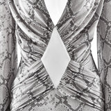  MQTIME  -  Bohemian Resort Style Sexy Royal Lady Temperament Deep V Pleated High Elastic Printed Backless Waist-hugging Dress