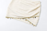 MQTIME  -  Sheel Tassel Vacation Beach 2 Piece Set Women Fashion Lace Up Halter Backless Irregular Tank Tops + Mini Skirts Casual Suits