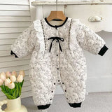 MQTIME  -  New Winter Toddler Baby Girl Thicken Warm Romper Long Sleeved Hooded Print Baby Jumpsuit Children Thicken Warm Clothes