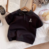 MQTIME  -  2Piece 2025 Summer Baby Boy Clothes Korean Fashion Casual Letter Short Sleeve Black Tops+Shorts Clothings Children's Sets BC2116