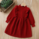 MQTIME  -  New Autumn Christmas Style Baby Girl Birthday Party Dress Kids Princess Dresses 2-6Yrs Children Knitted Clothes