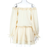  MQTIME  -  Off Shoulder Ruffles Patchwork Strapless Bodycon Mini Dress Women's Solid Sexy Outfit Party Clubwear Sexy Club Dresses