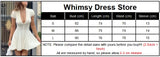 MQTIME  -  Women Solid Polka Dot Mini Dress Deep V Neck Puff Sleeve Pleated Front Button A-line Short Dresses Elegant Party Lady Gown