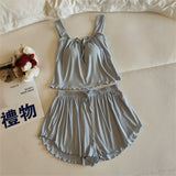 MQTIME  -   Modal Sleeveless Sleepwear Women's Shorts Pijama Pajamas Summer 2 Piece Set Of Clothes Loose Nightwear Woman Home Suit