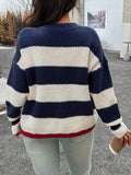 MQTIME  -  New Winter Clothes Woman Striped Crew Neck Pullover All Match Soft Warm Sweater Tops Korean Reviews Many Girls Clothes Hot Selle