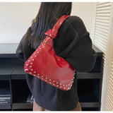MQTIME  -  Fashion Retro Underarm Women's Bag Casual Single Shoulder Simple Versatile Rivet Single Shoulder Bag